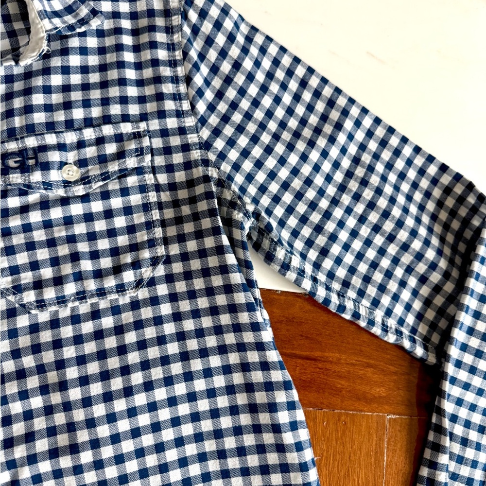 Gilly Hicks Plaid Shirt Button Down Front Navy Blue & White Checkered Size XS - Picture 11 of 17